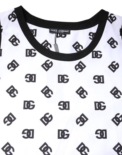 Dolce &amp; Gabbana Hvit Polyester Ermeløs DG Logo T-skjorte