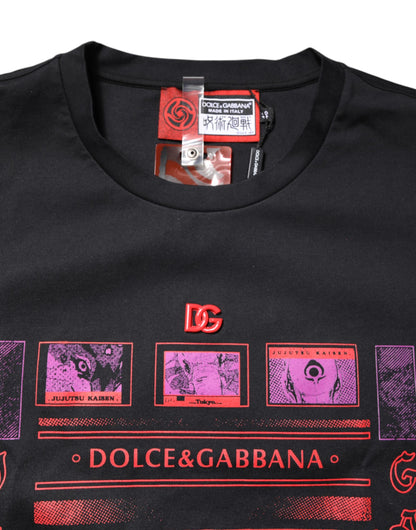 Dolce &amp; Gabbana svart bomulls-T-skjorte med rund hals og grafisk trykk