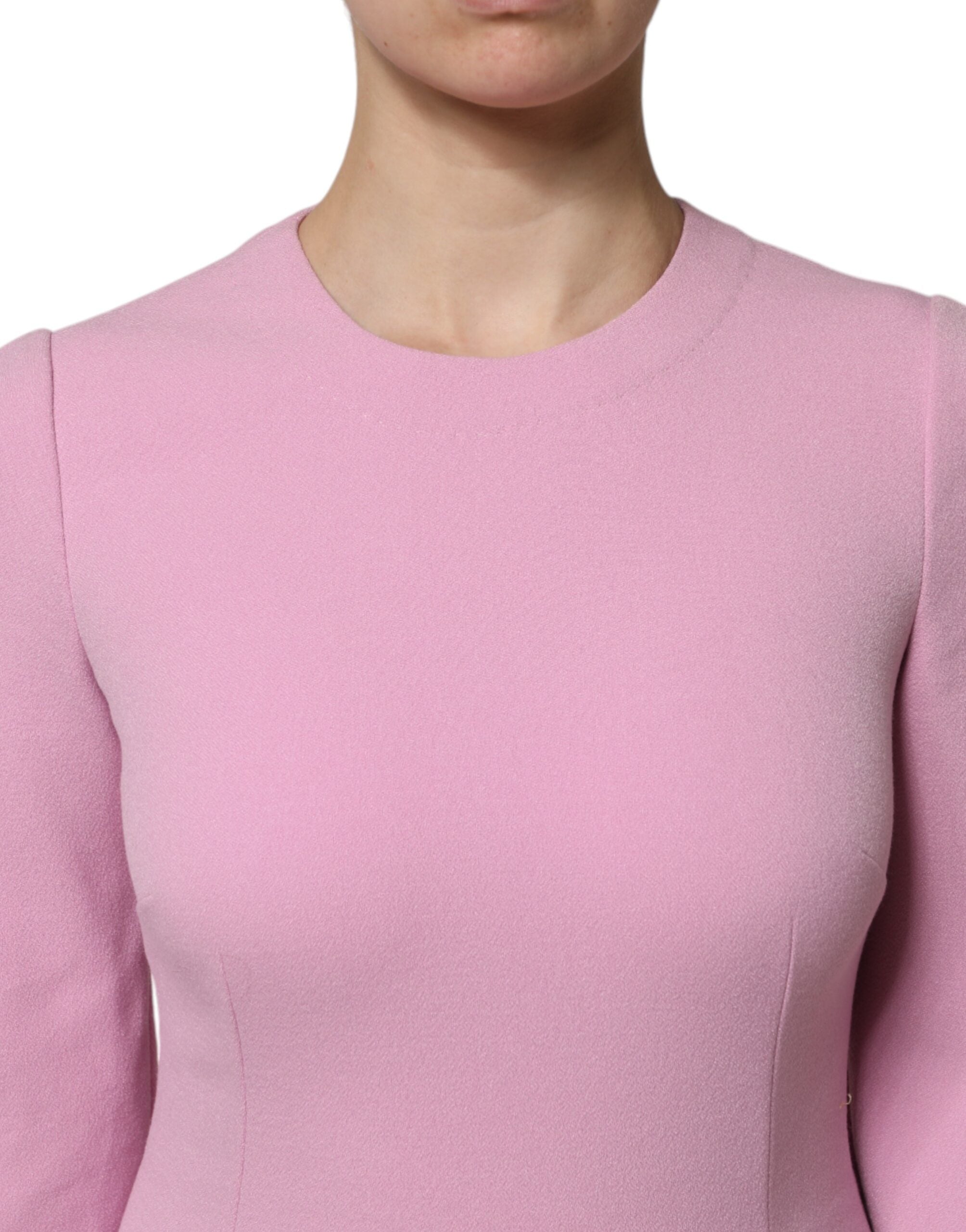 Rosa polyester långärmad fodral miniklänning