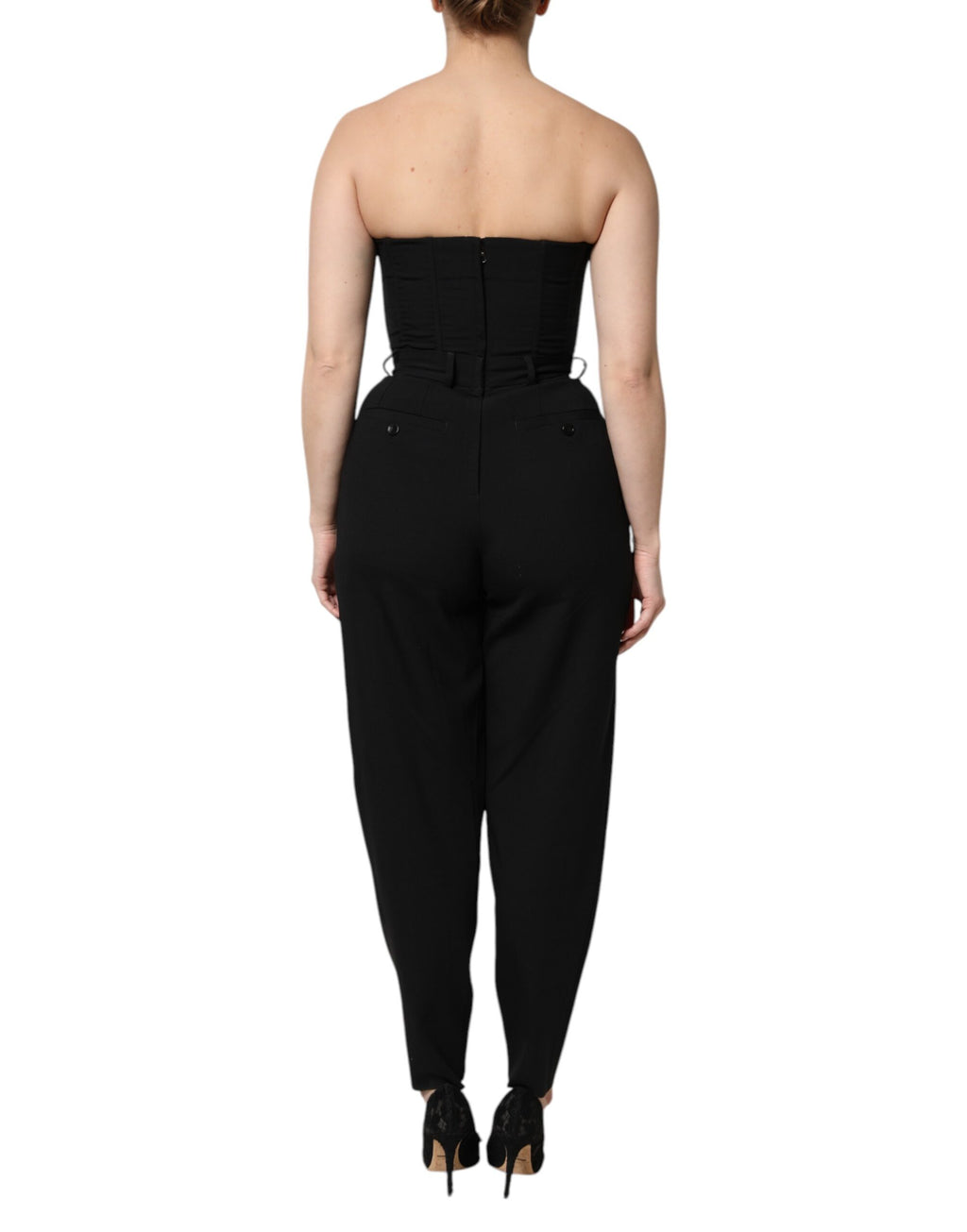 Svart axelbandslös jumpsuit i ull