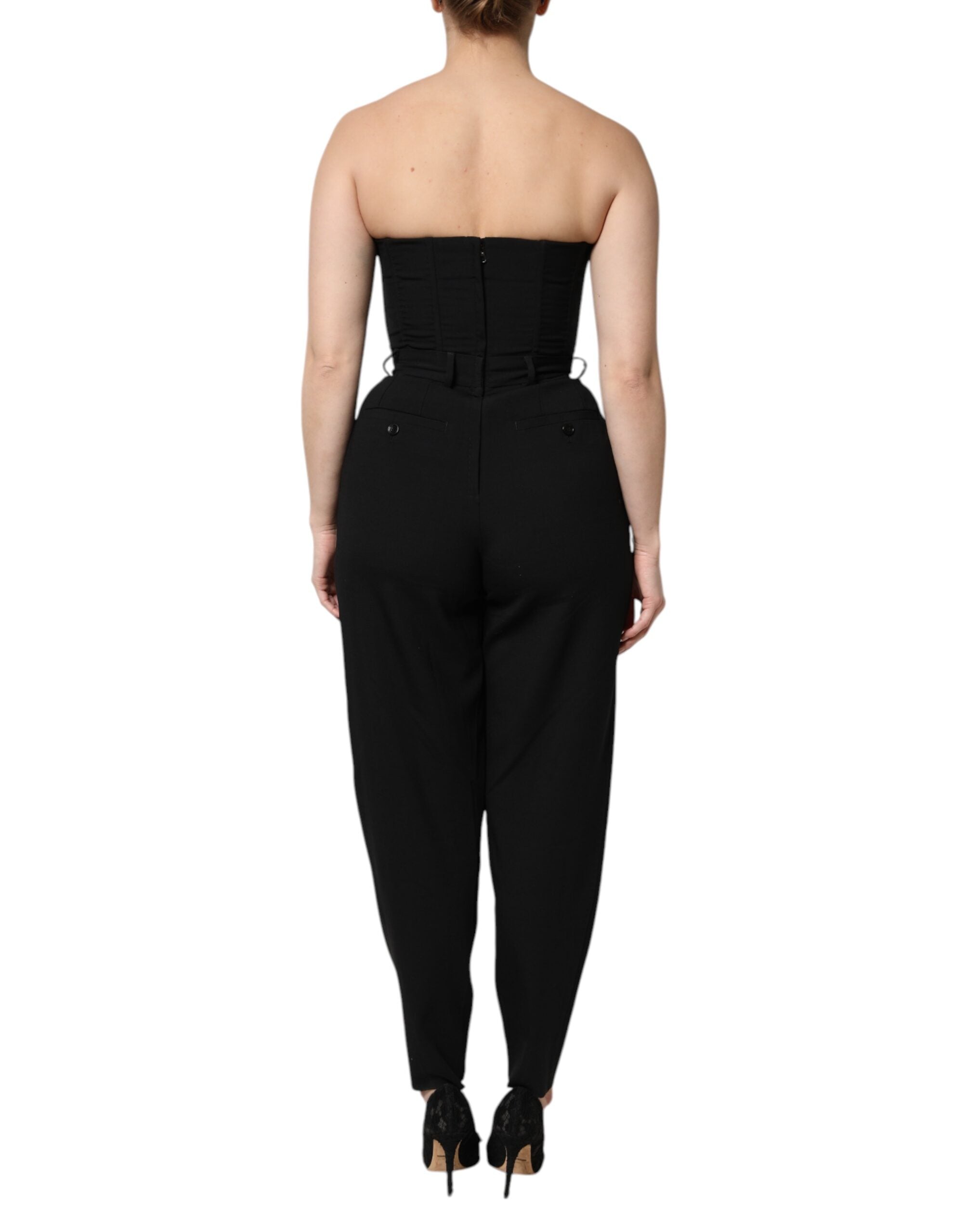 Svart axelbandslös jumpsuit i ull