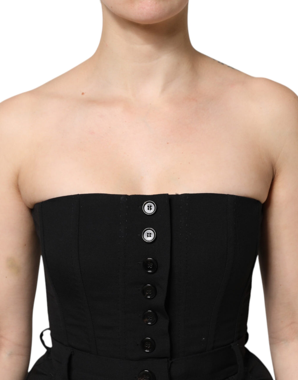 Svart axelbandslös jumpsuit i ull