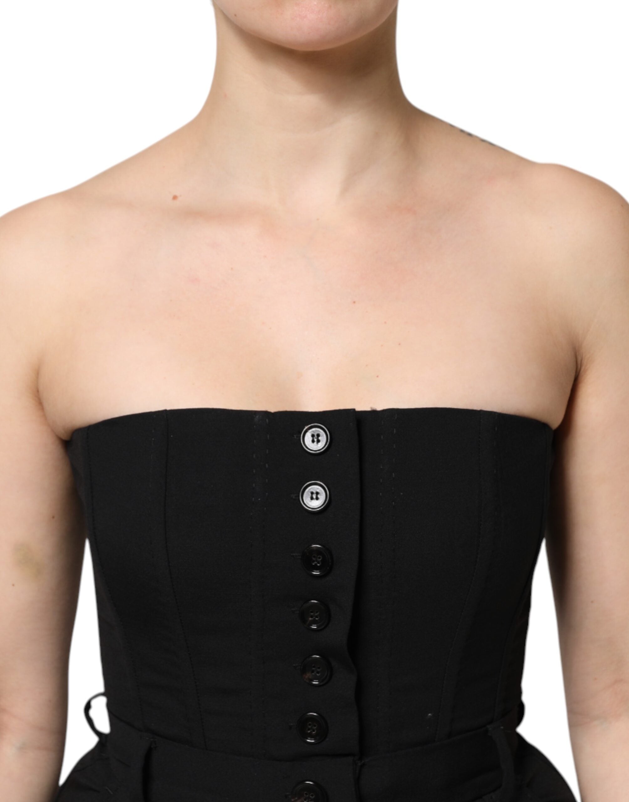 Svart axelbandslös jumpsuit i ull