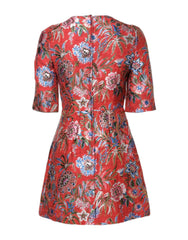 Dolce & Gabbana Red Floral Jacquard A-line Mini Dress