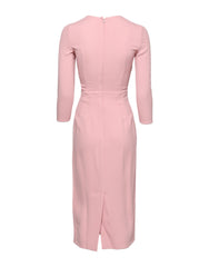 Dolce & Gabbana Pink Viscose 3/4 Sleeves Sheath Midi Dress