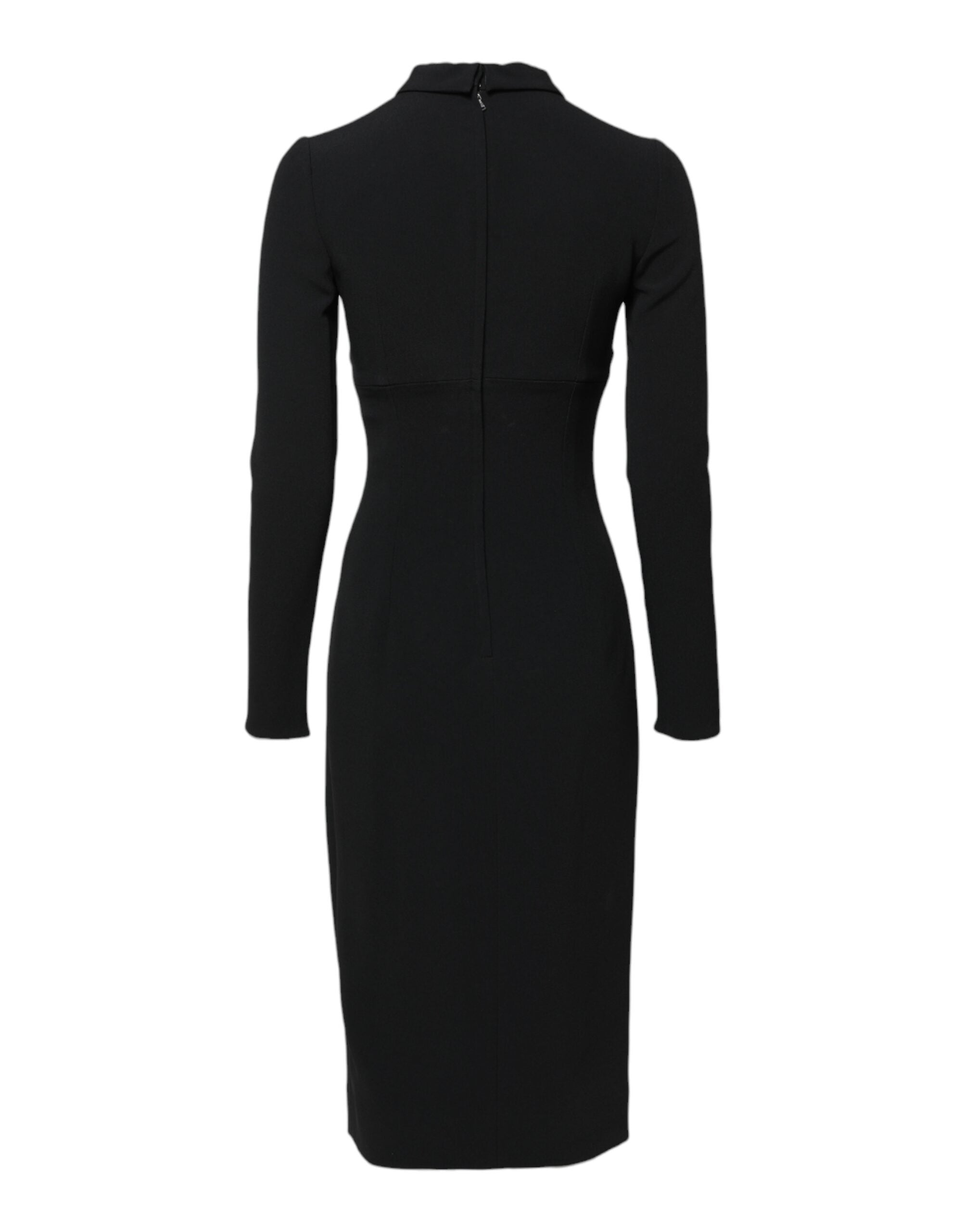 Svart Långärmad Bodycon-klänning i Midi-modell