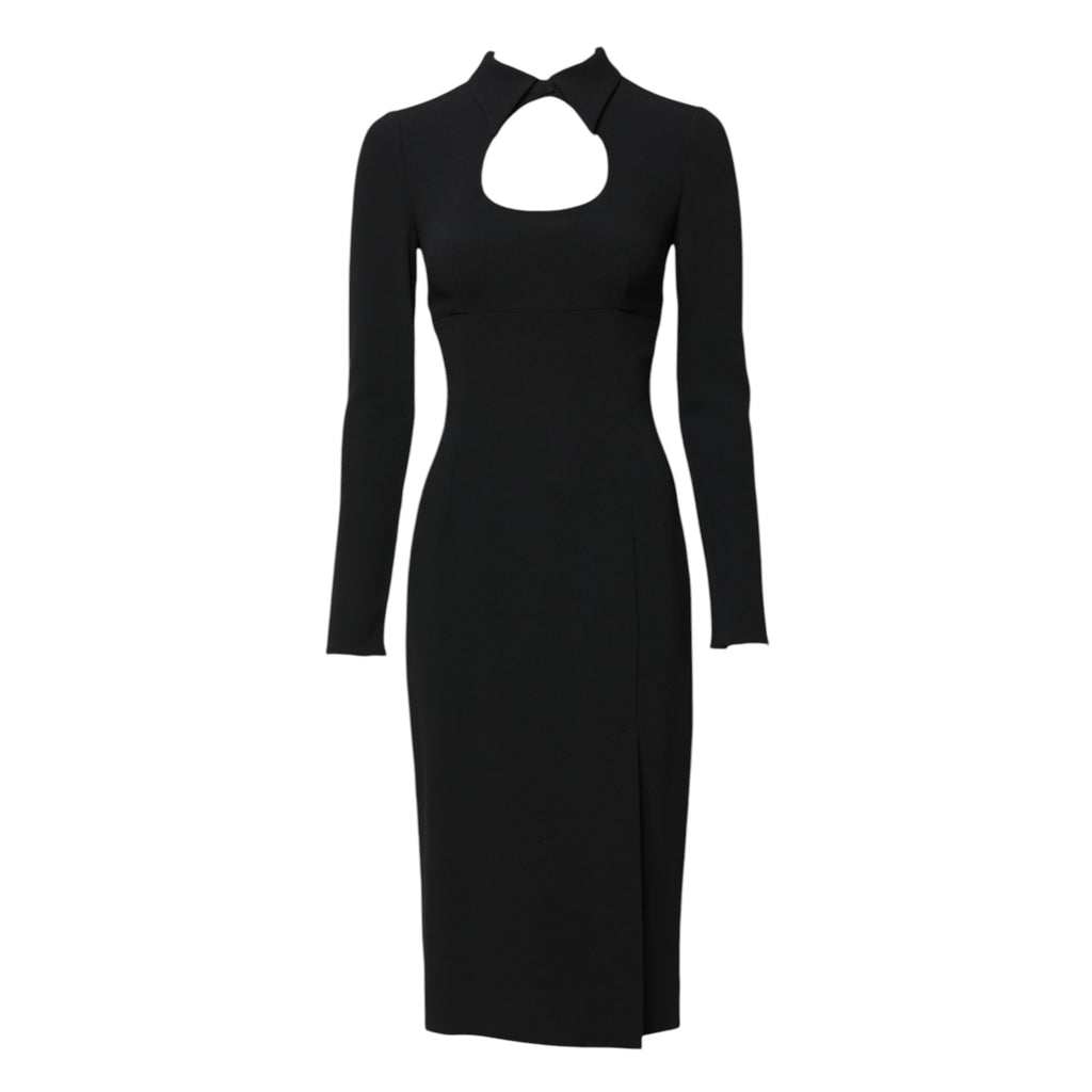 Svart Långärmad Bodycon-klänning i Midi-modell