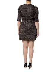 Dolce & Gabbana Brown Tweed Short Sleeves A-line Mini Dress
