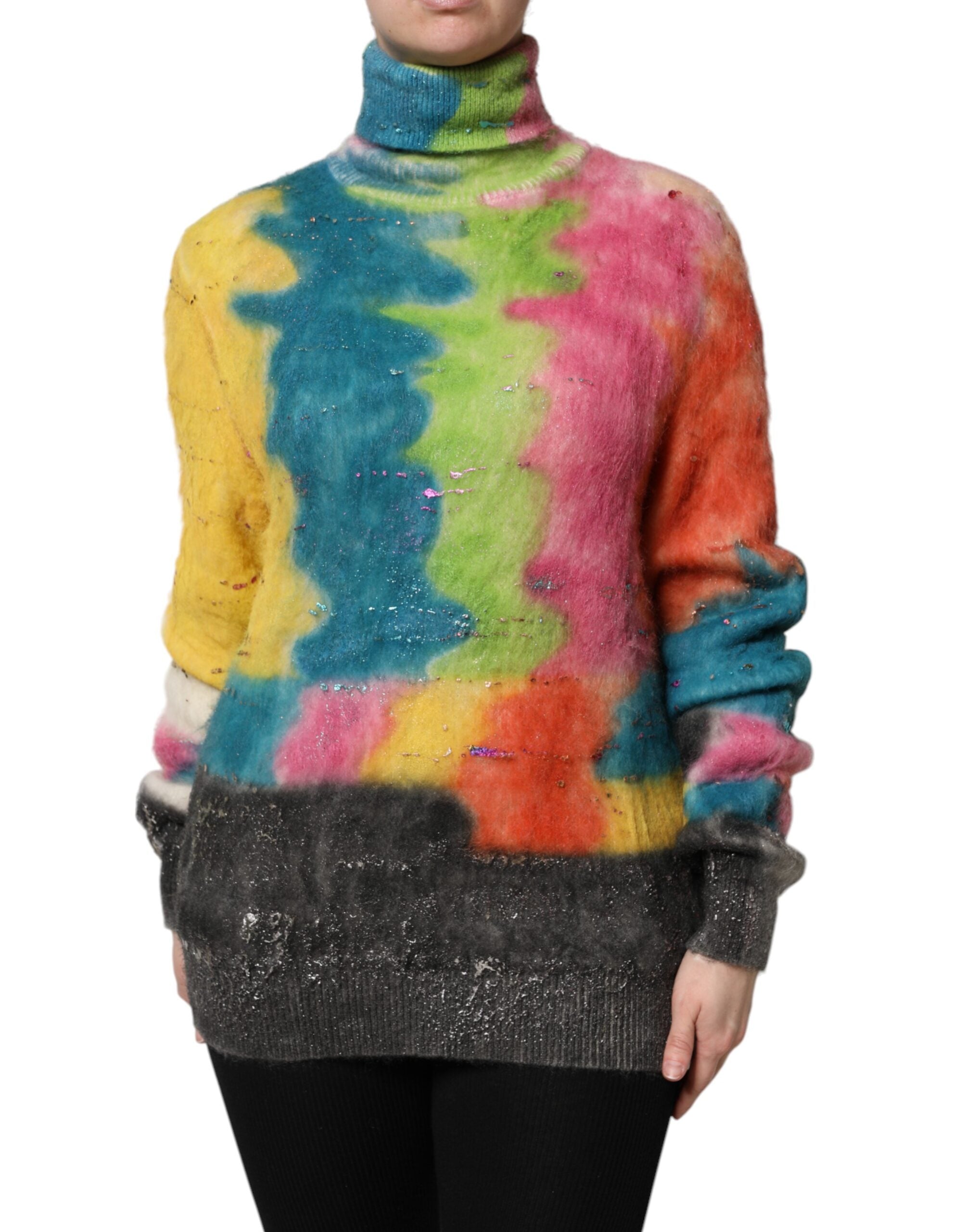 Flerfärgad mohair polotröja