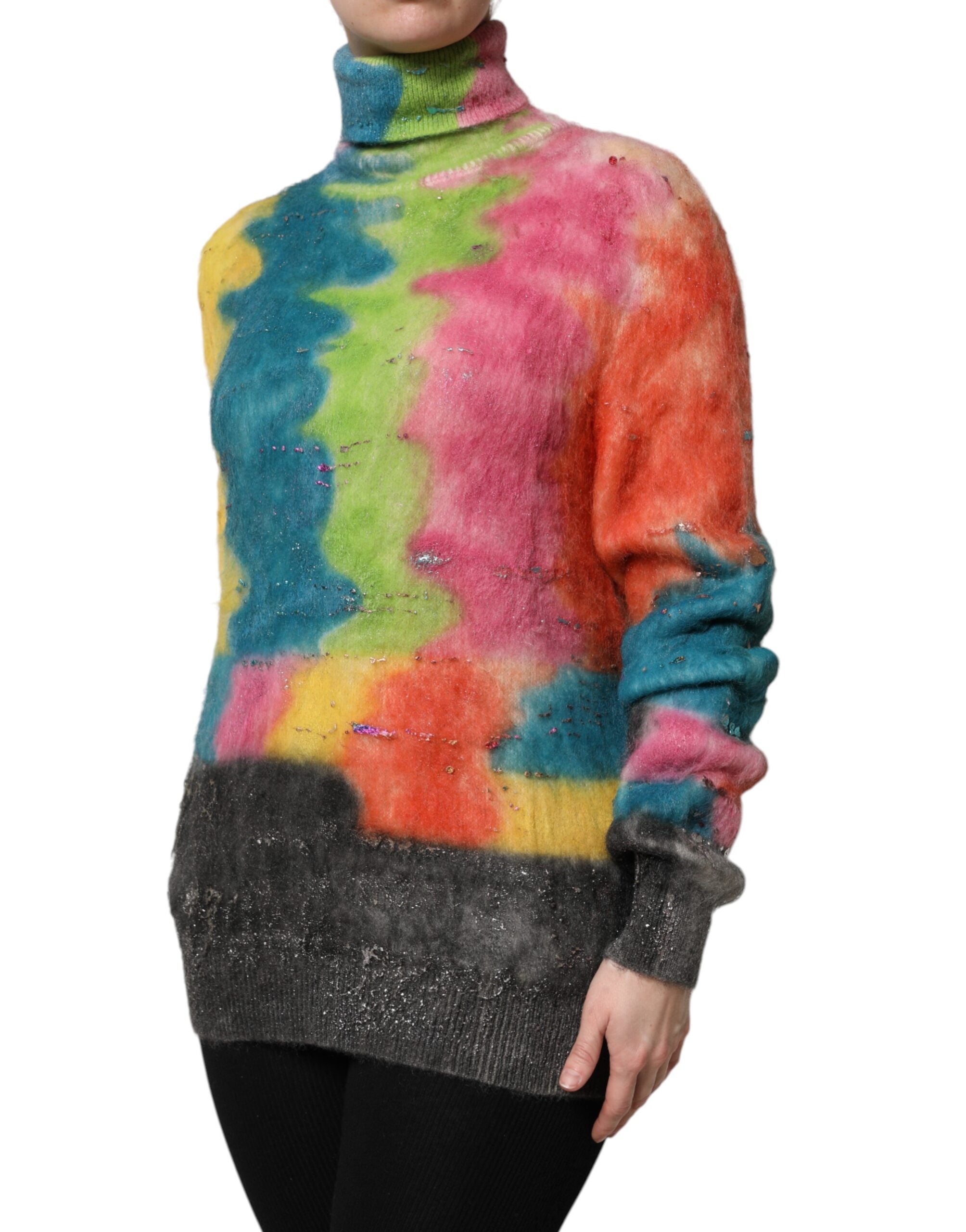 Flerfärgad mohair polotröja