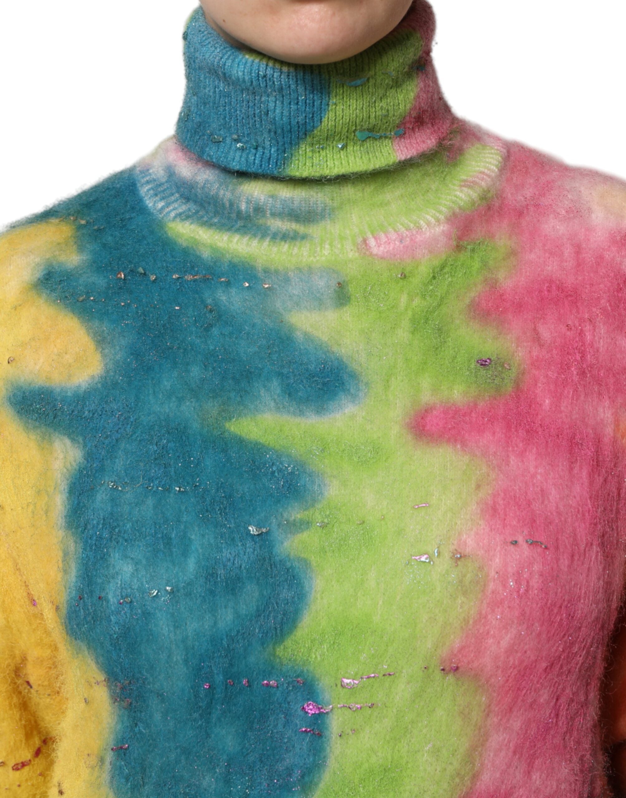 Flerfärgad mohair polotröja