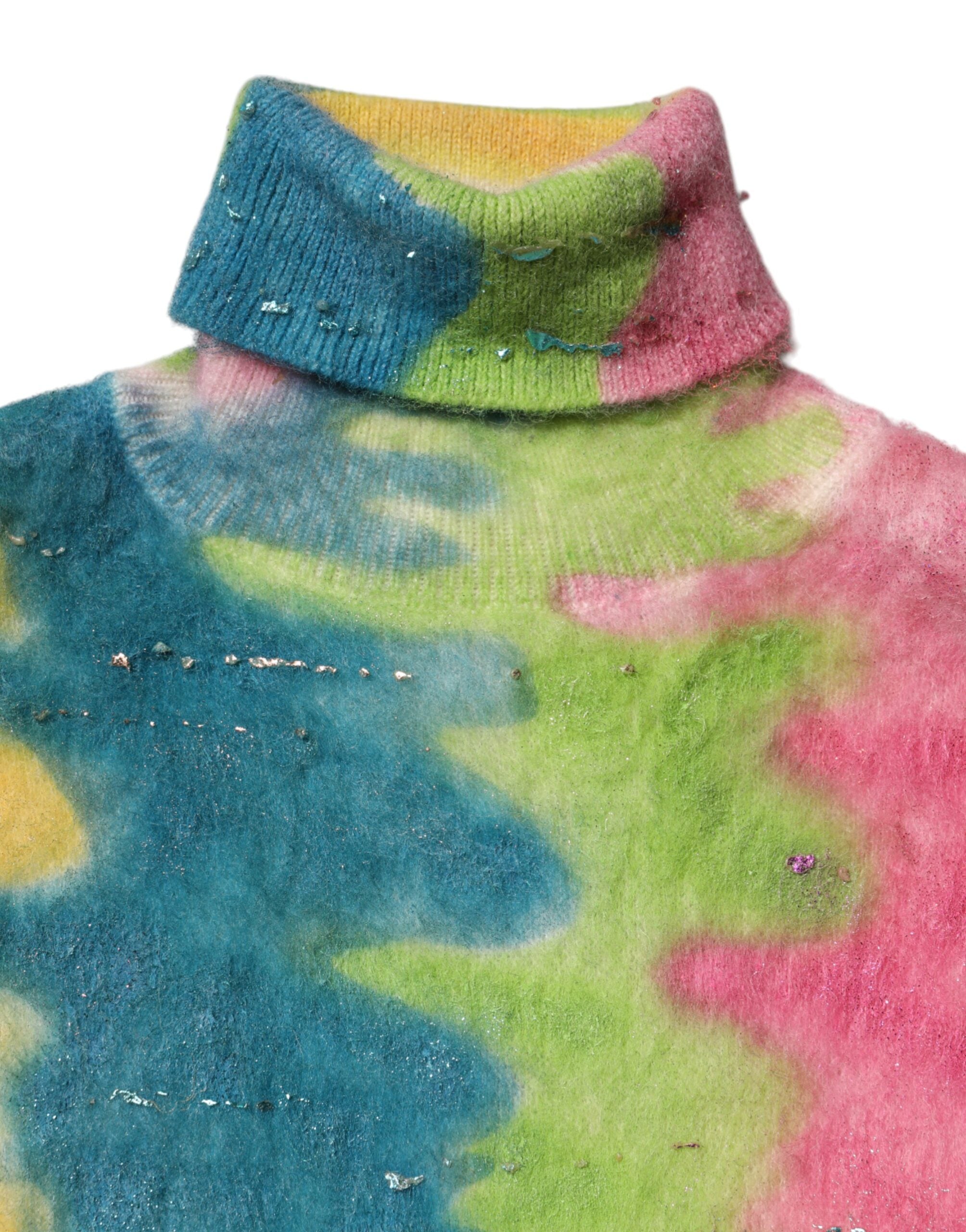 Flerfärgad mohair polotröja