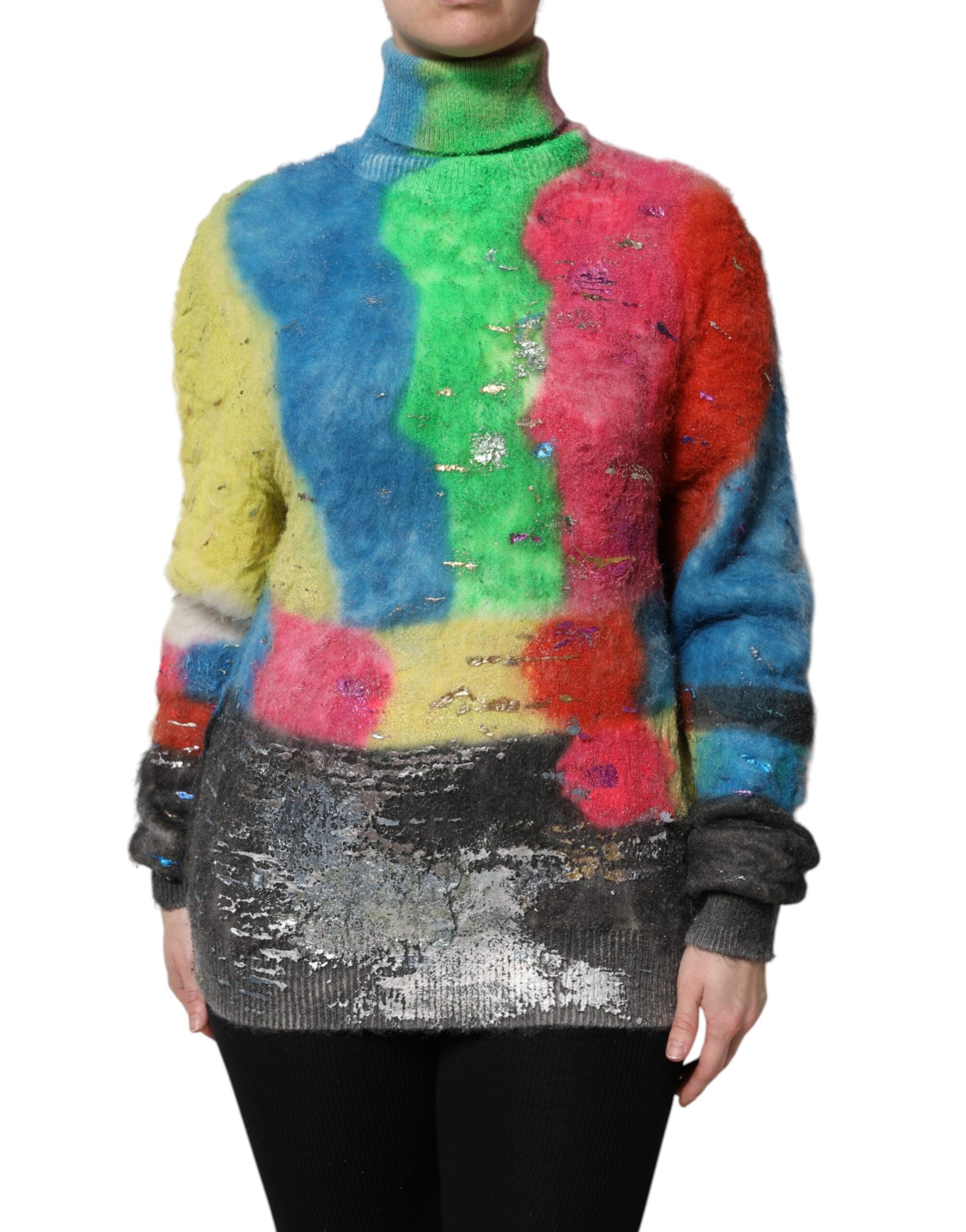 Flerfärgad mohair polotröja