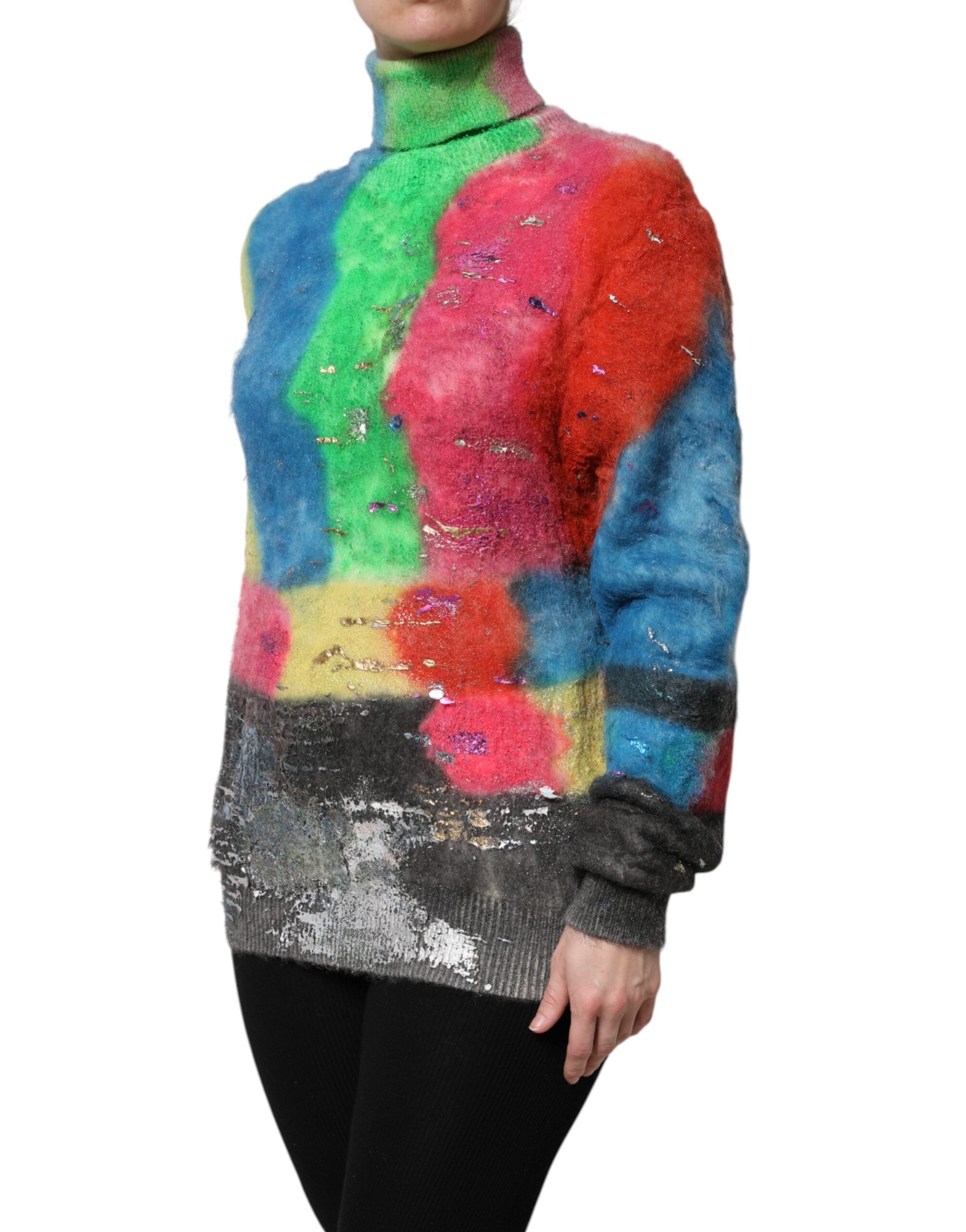 Flerfärgad mohair polotröja
