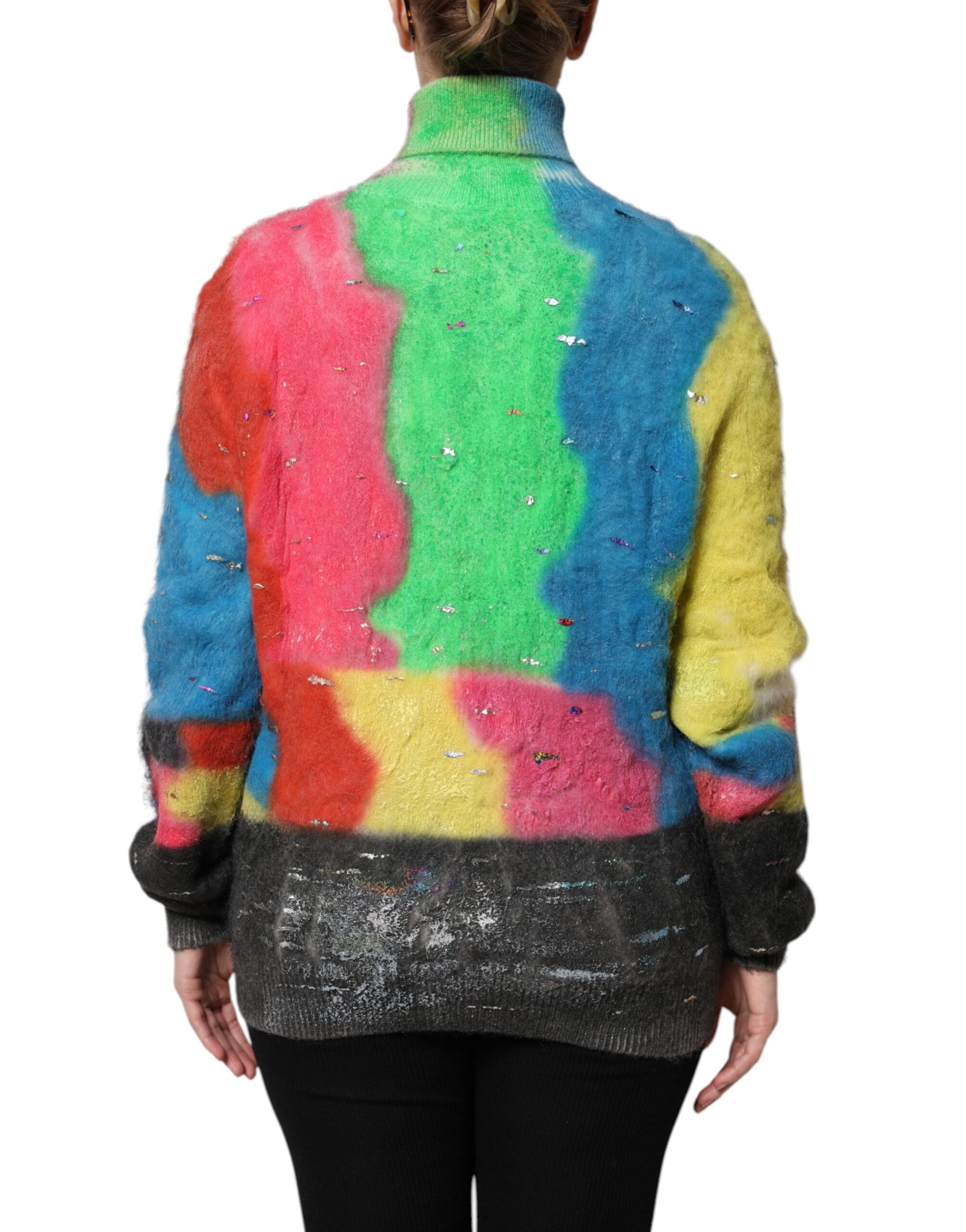 Flerfärgad mohair polotröja