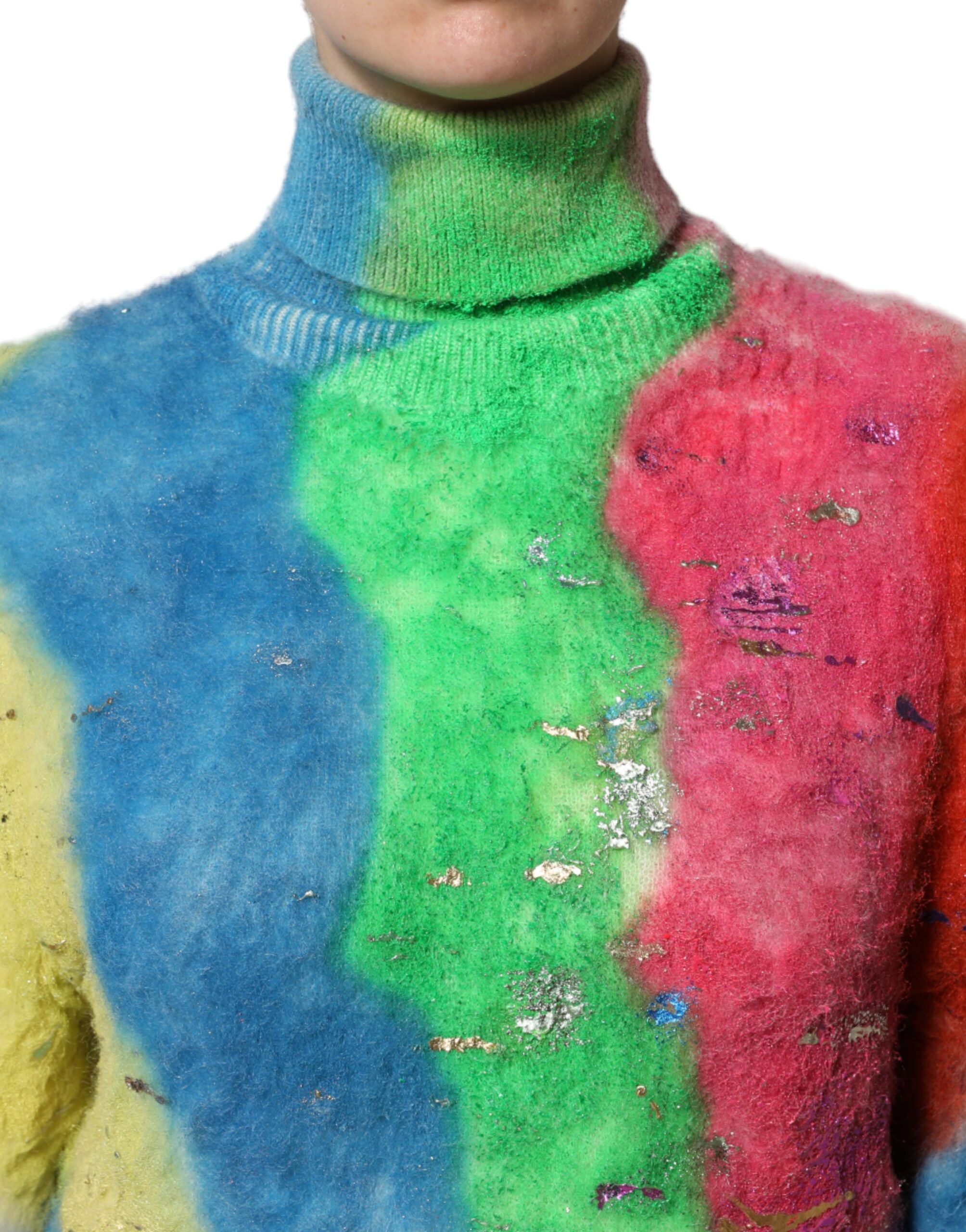 Flerfärgad mohair polotröja