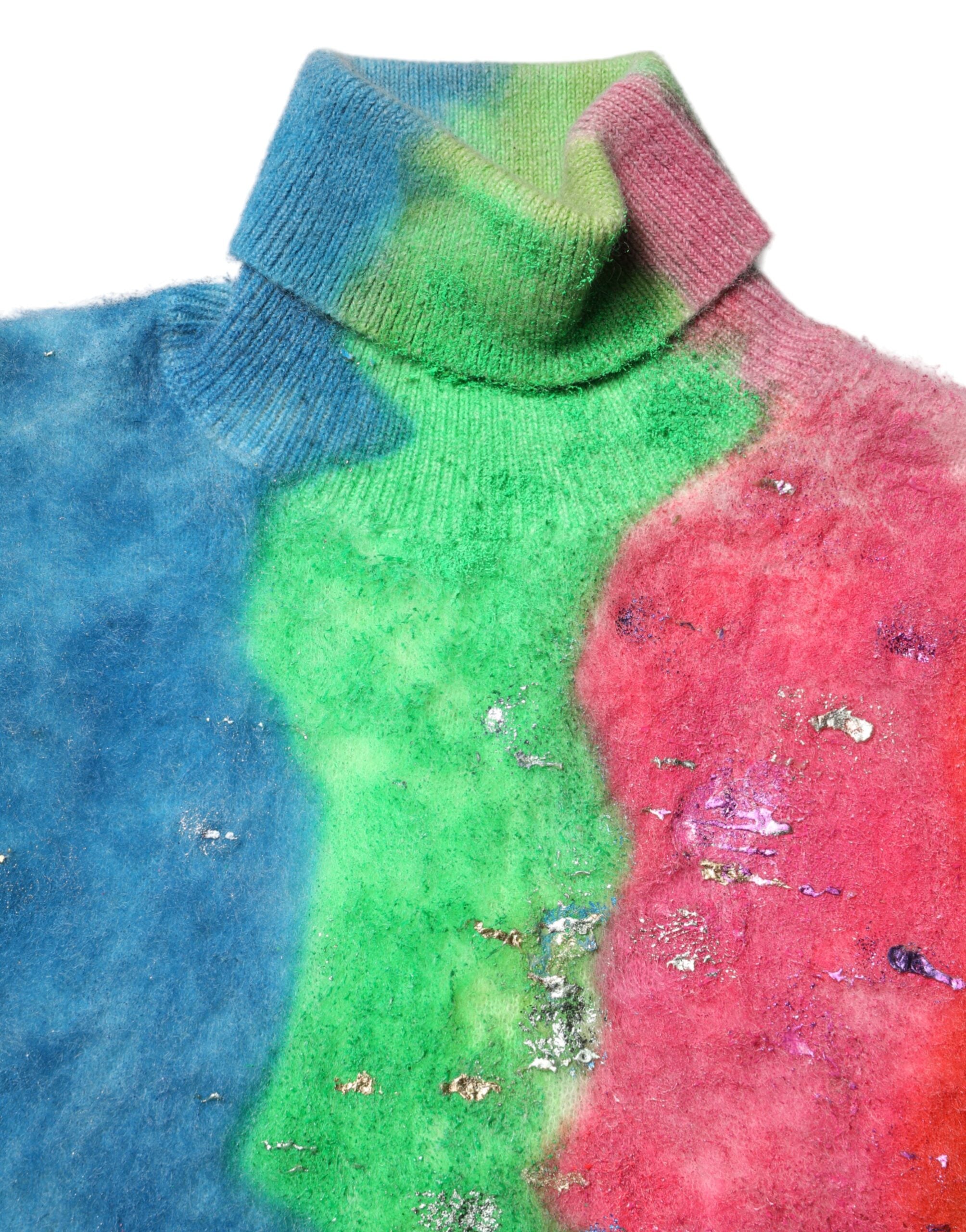 Flerfärgad mohair polotröja