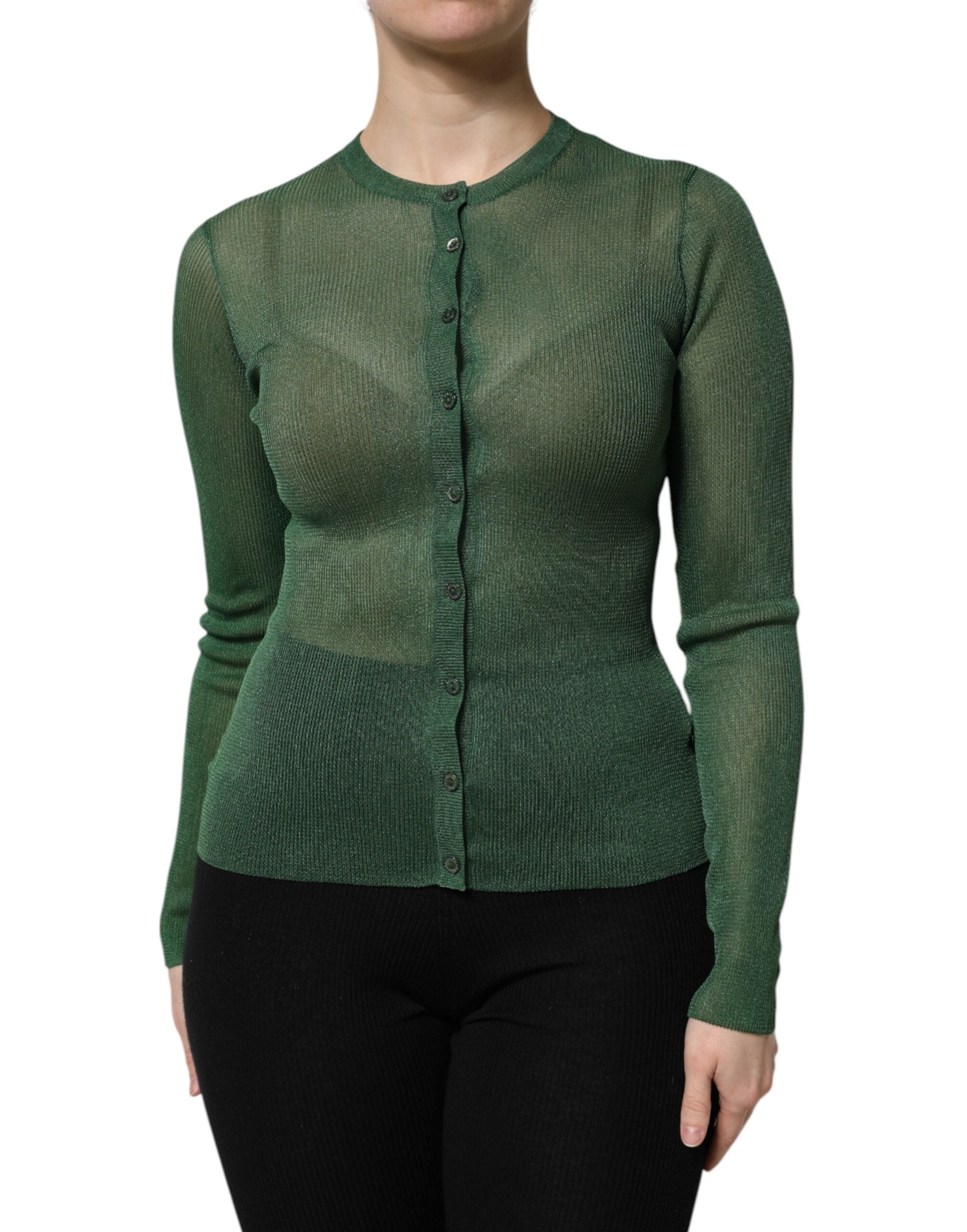 Grön polyester långärmad kofta