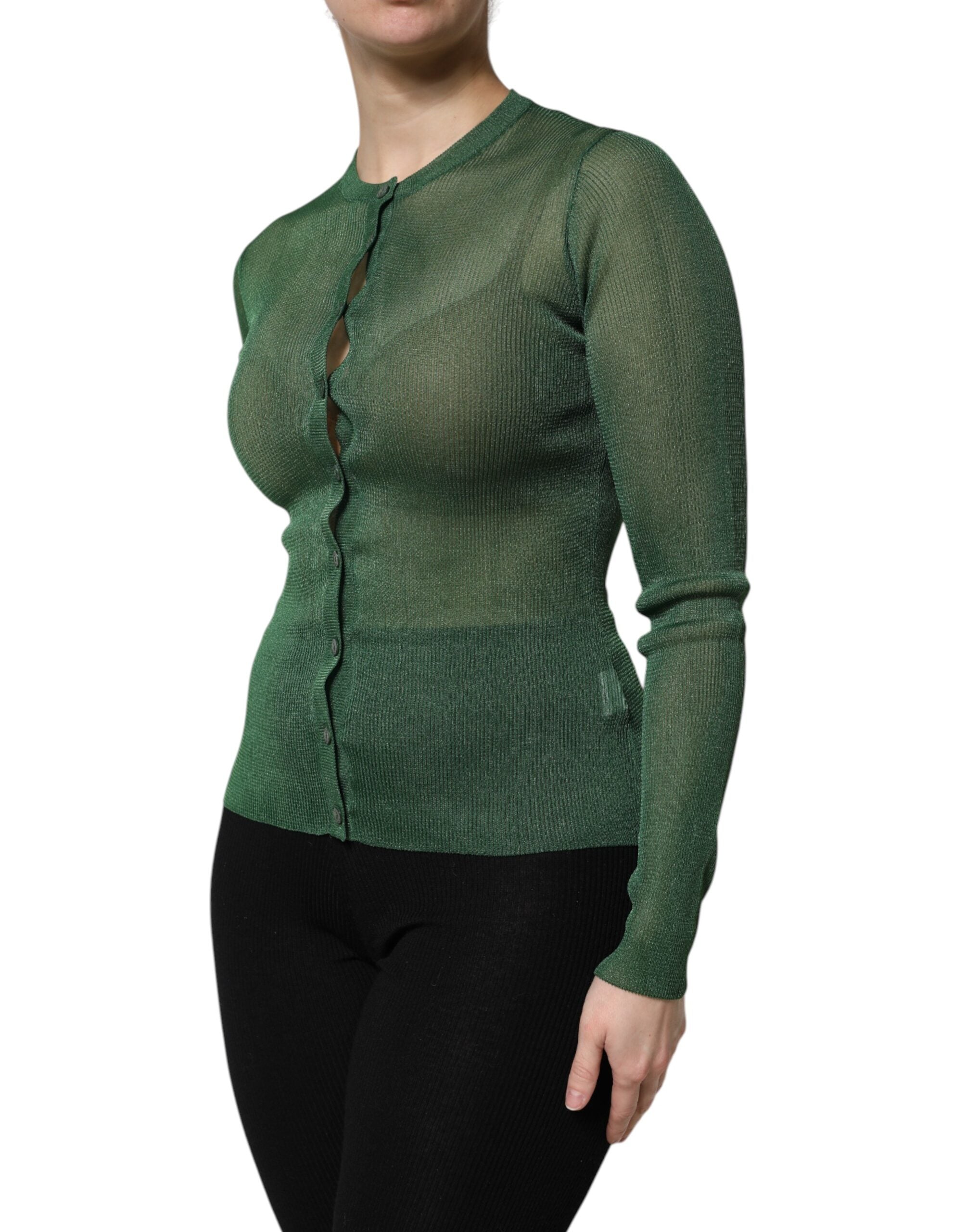 Grön polyester långärmad kofta