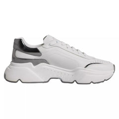 Dolce & Gabbana White Silver DAYMASTER Leather Sneakers Shoes