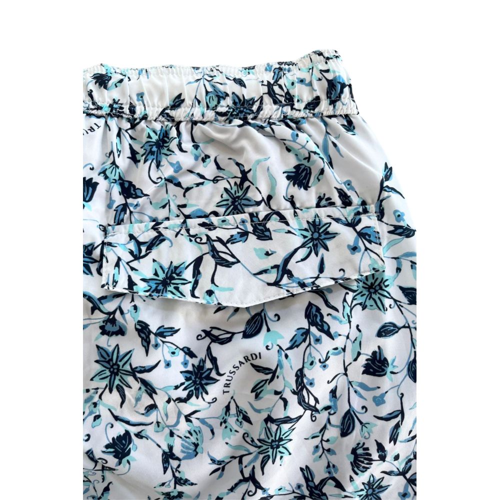 Hvite polyester herre badeshorts