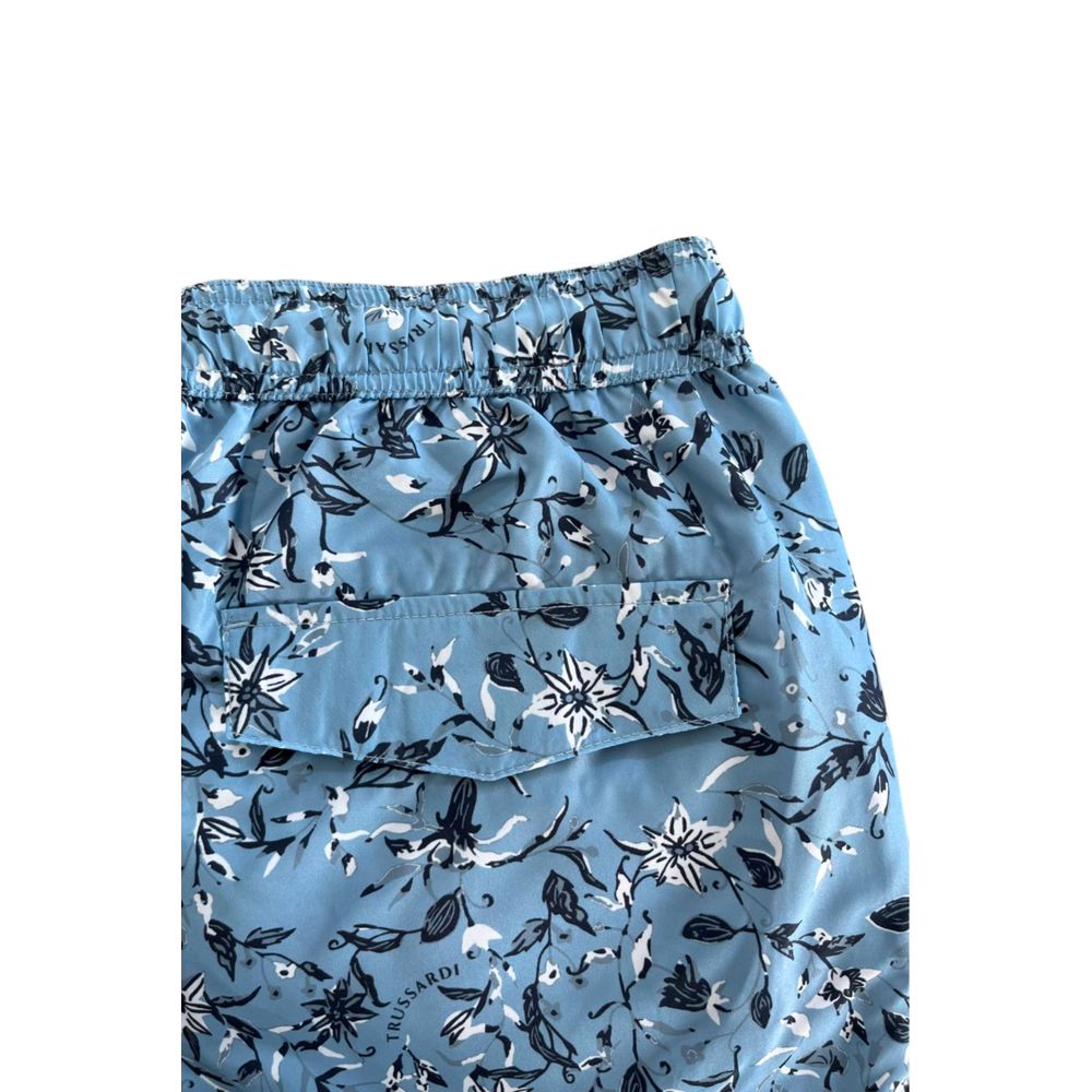 Ljusblå polyester herr badshorts