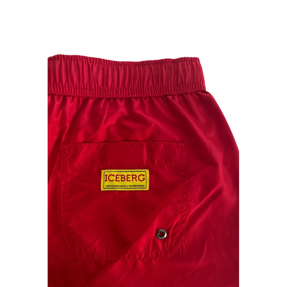 Röda polyester herr badshorts