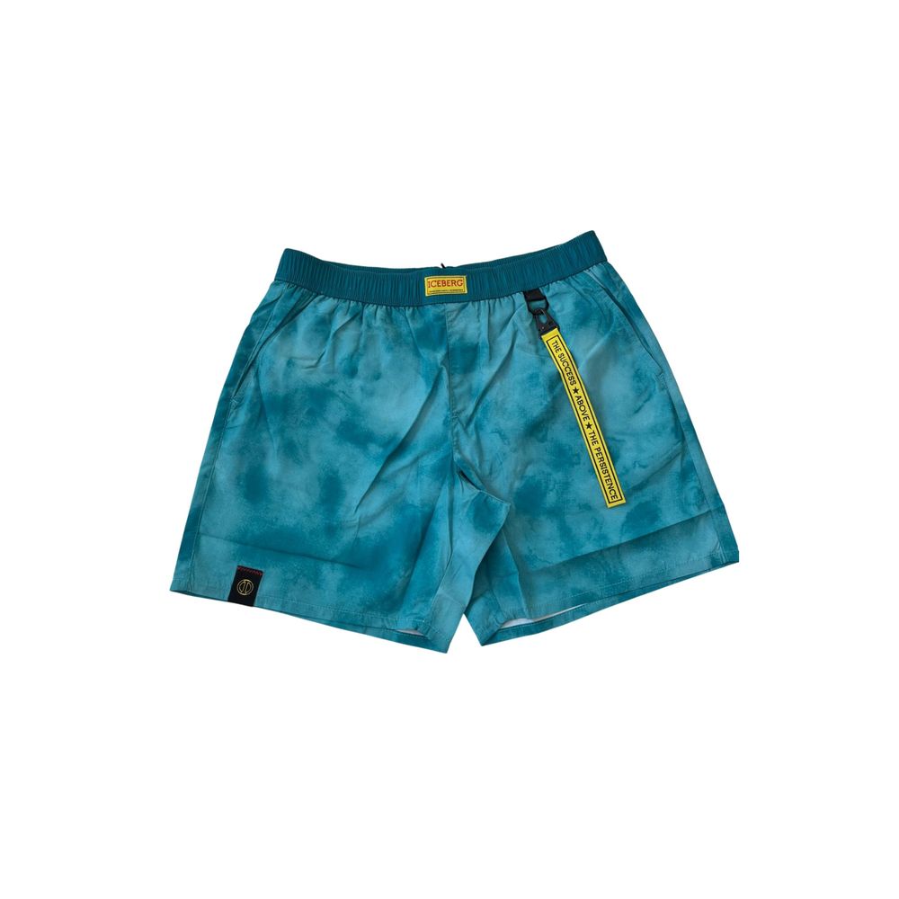 Ljusblå polyester herr badshorts