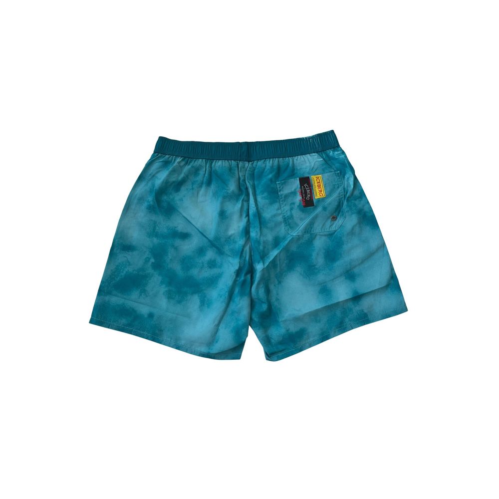 Ljusblå polyester herr badshorts
