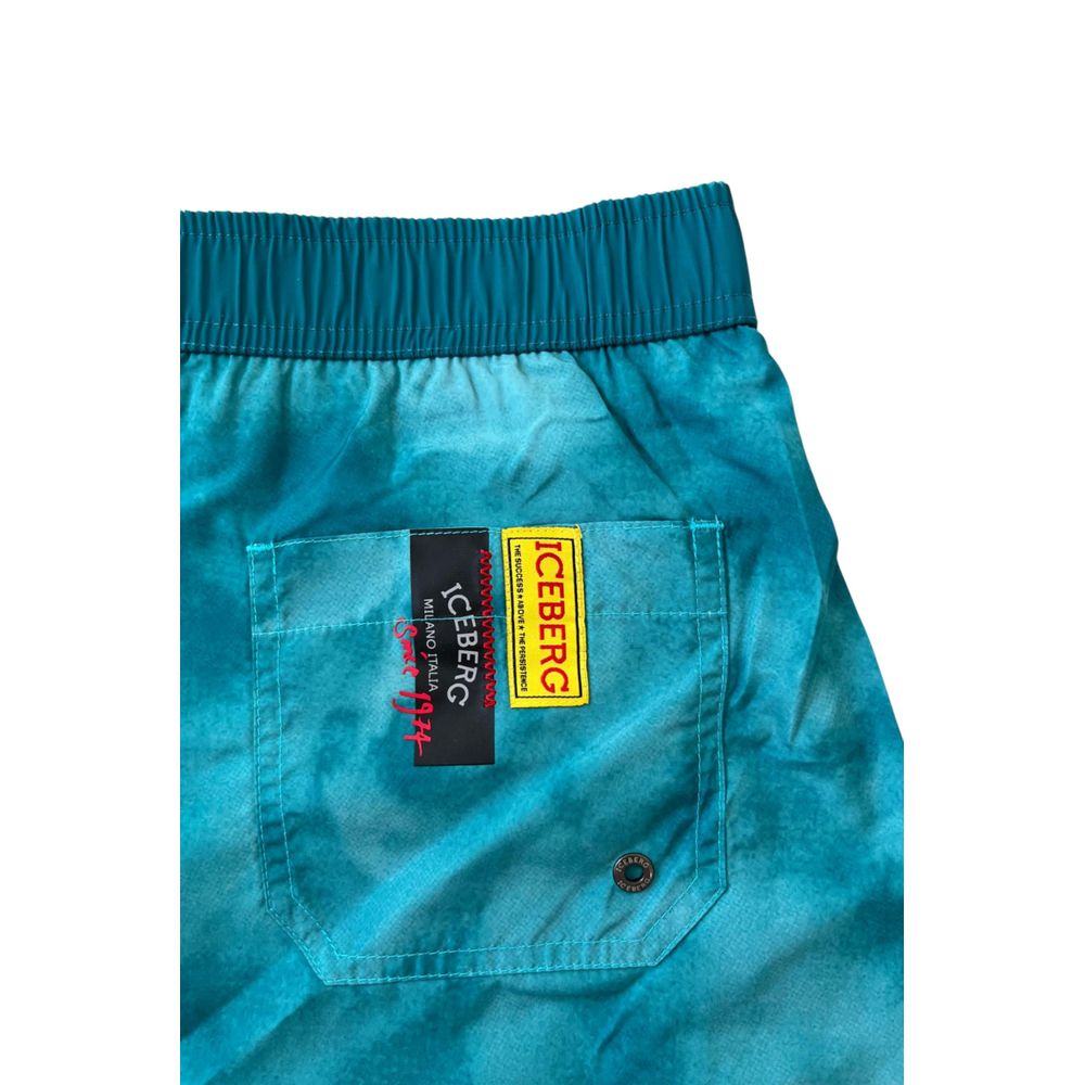 Ljusblå polyester herr badshorts