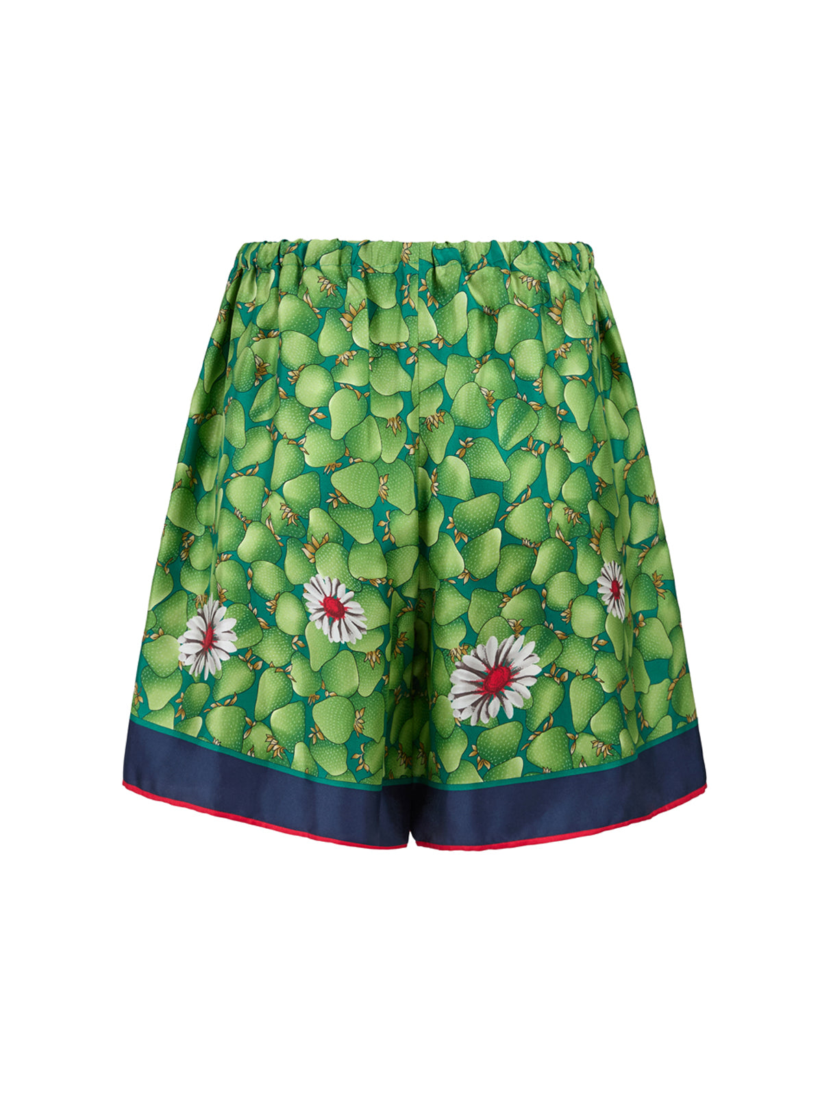 Gröna blommönster sidenshorts