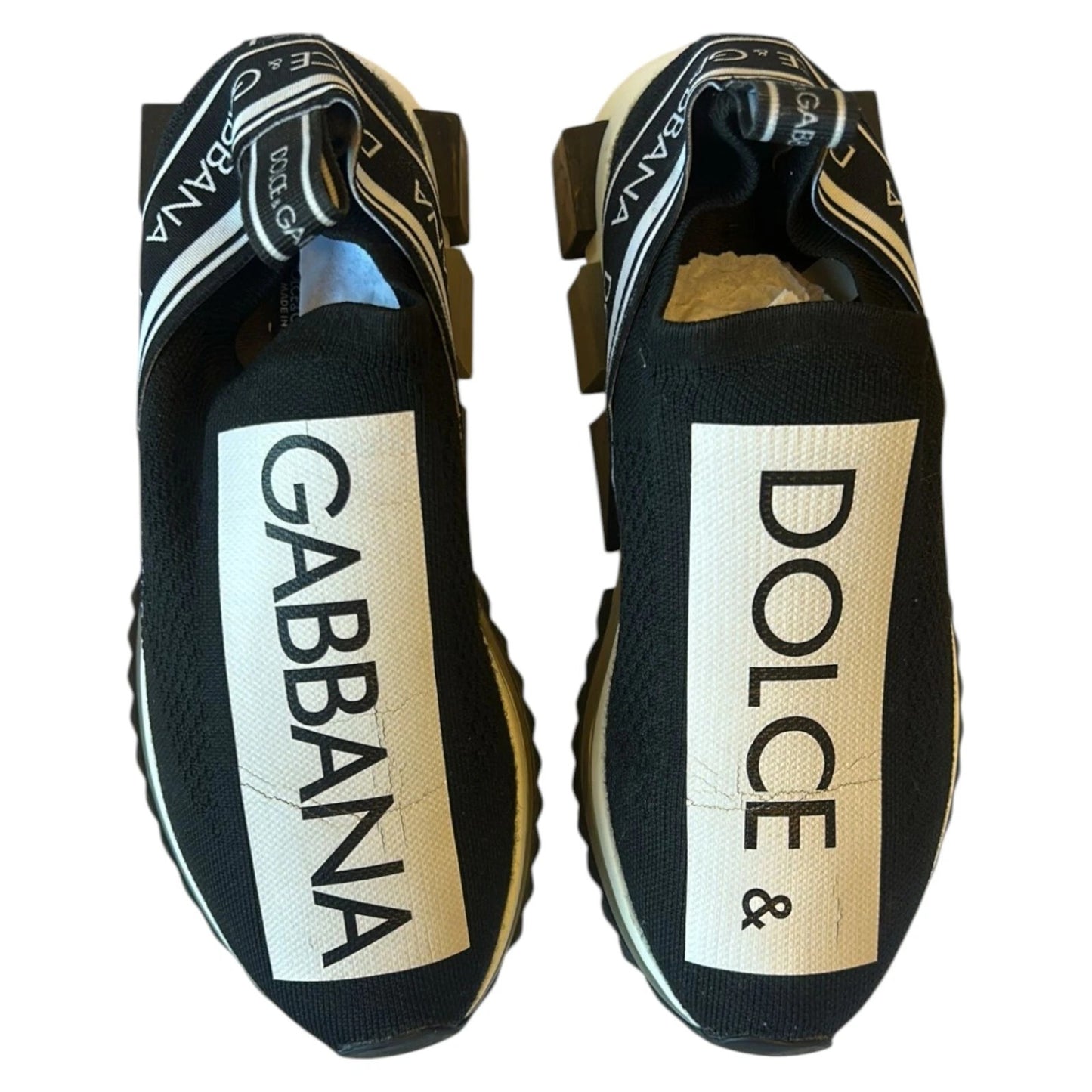 Dolce &amp; Gabbana Svarta Vita Slip On Sorrento Sneakers Skor