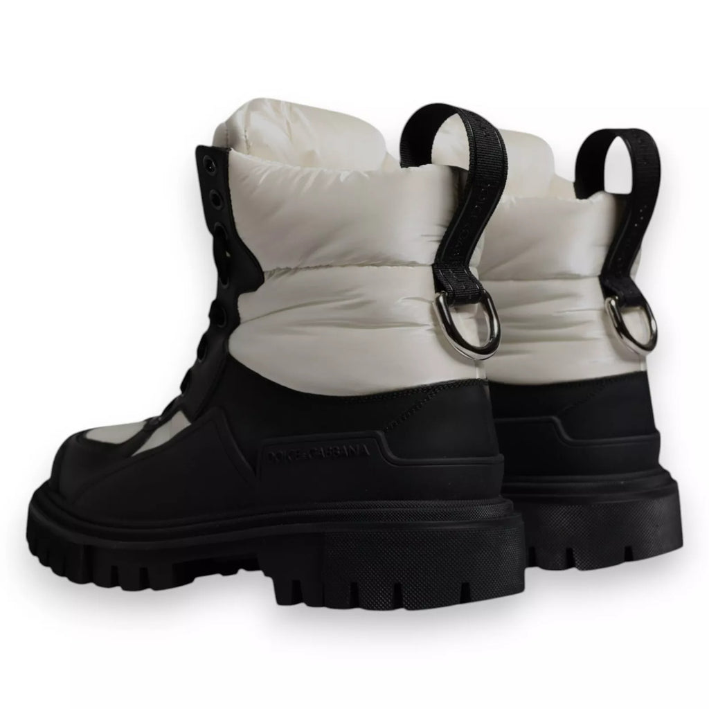 Svarta Vita Vadderade Mid-Cat Boots Snörstövlar Skor