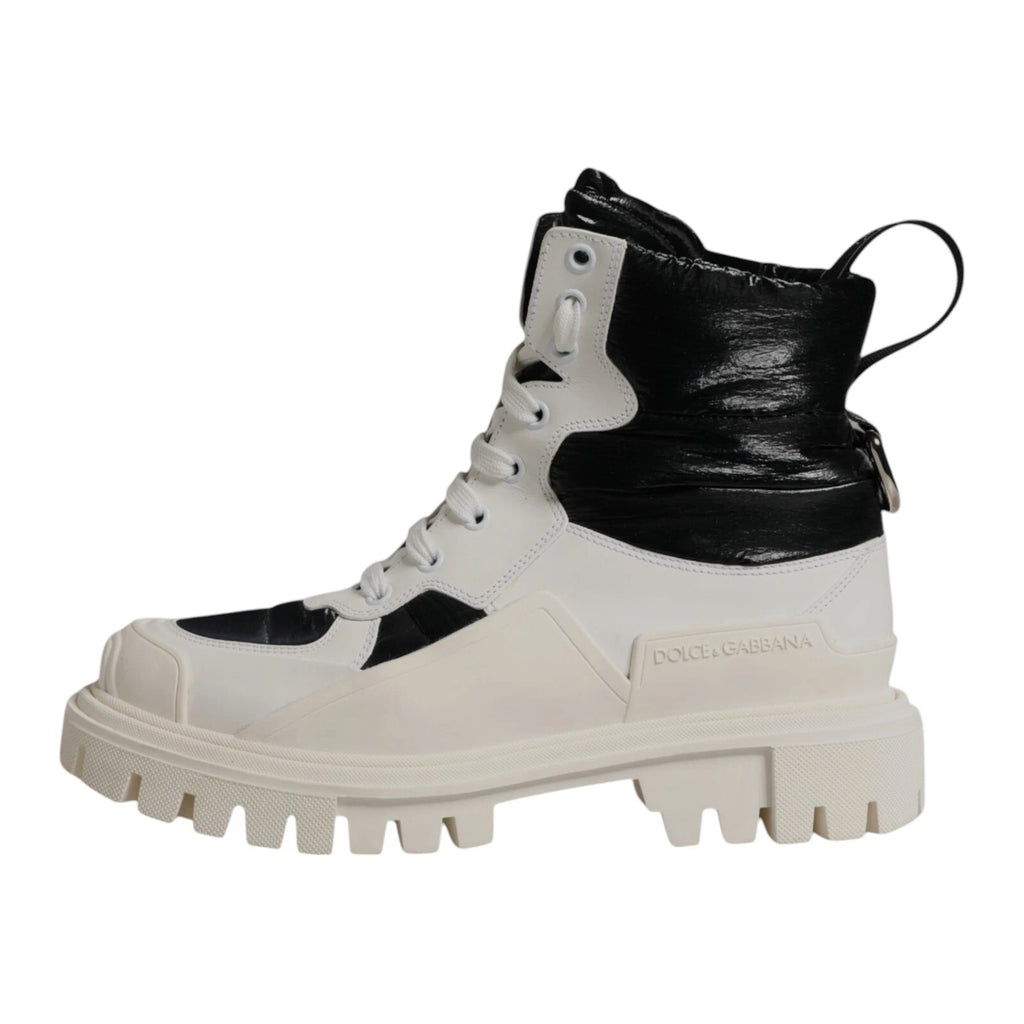 Vita Vadderade Mid-Cat Boots Snörstövlar