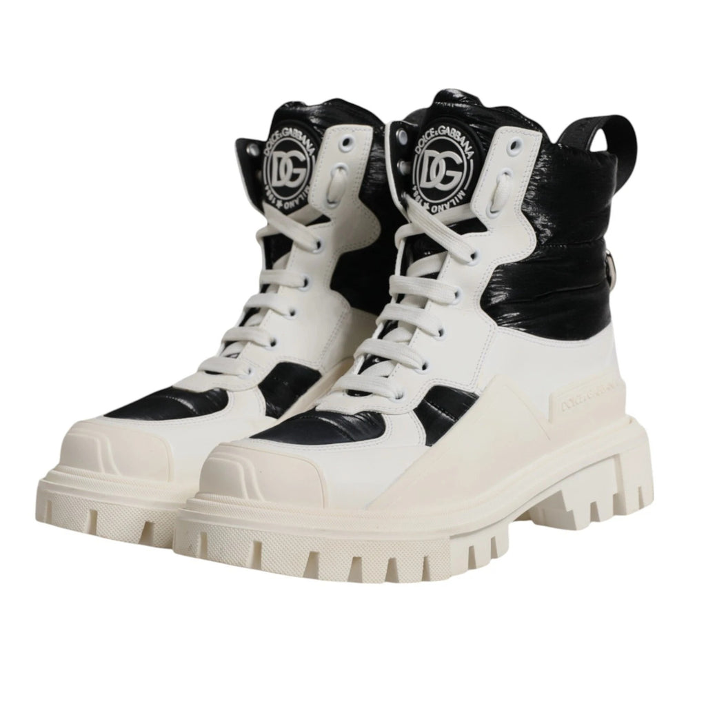 Vita Vadderade Mid-Cat Boots Snörstövlar