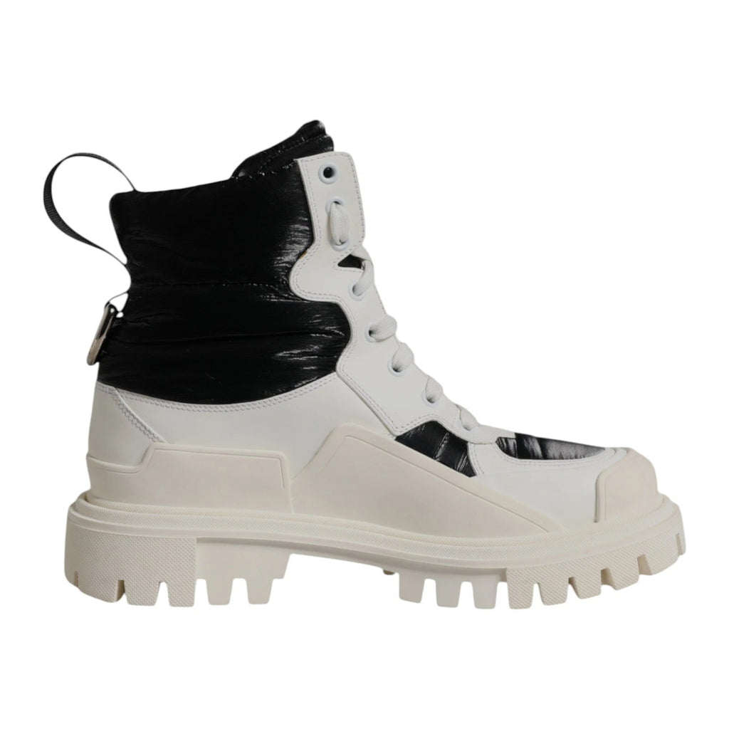 Vita Vadderade Mid-Cat Boots Snörstövlar