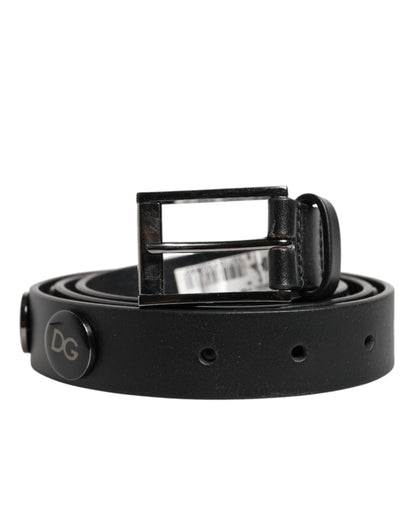 Dolce & Gabbana Black Luxury Leather DG Studs Buckle Belt
