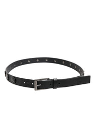 Dolce & Gabbana Black Luxury Leather DG Studs Buckle Belt