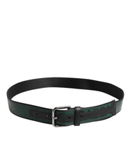 Dolce & Gabbana Green Black Polyester DG Logo Buckle Belt