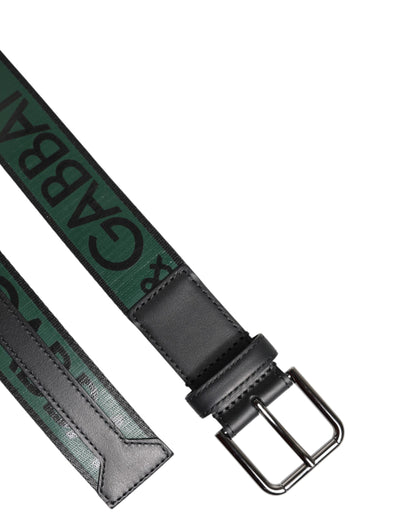 Dolce & Gabbana Green Black Polyester DG Logo Buckle Belt