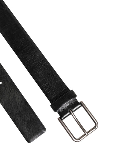 Dolce & Gabbana Black Classic Leather Metal Buckle Belt