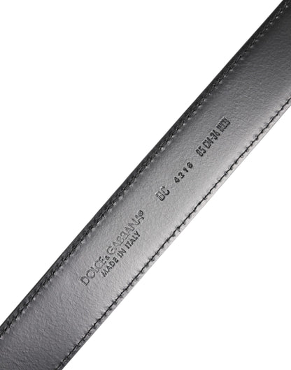 Dolce & Gabbana Black Classic Calf Leather Silver Buckle Belt
