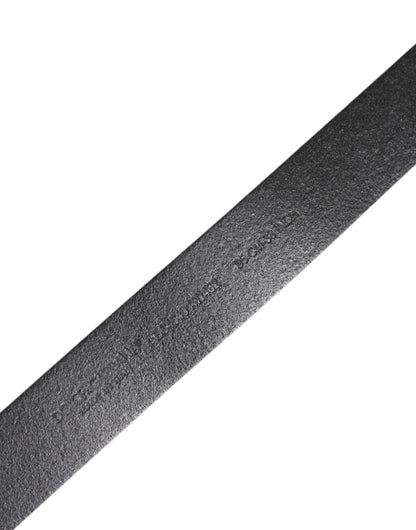 Dolce &amp; Gabbana svart klassiskt läderbälte med metallspänne