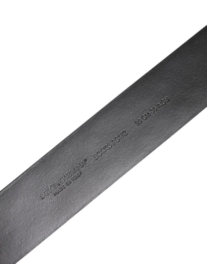 Dolce &amp; Gabbana Svart Kalvskinnsbälte med Nitar och Silverspänne