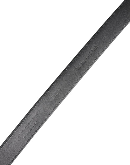 Dolce &amp; Gabbana Svart Kalvskinnsbälte med Klassiskt Metallspänne