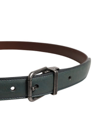 Dolce & Gabbana Green Classic Leather Metal Buckle Belt