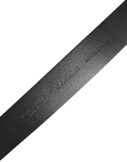 Dolce &amp; Gabbana svart klassiskt läderbälte med metallspänne