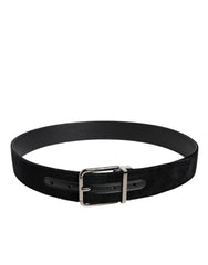 Dolce & Gabbana Black Cotton Silver Metal Buckle Belt