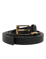 Dolce & Gabbana Black Double Strap Leather Gold Buckle Belt