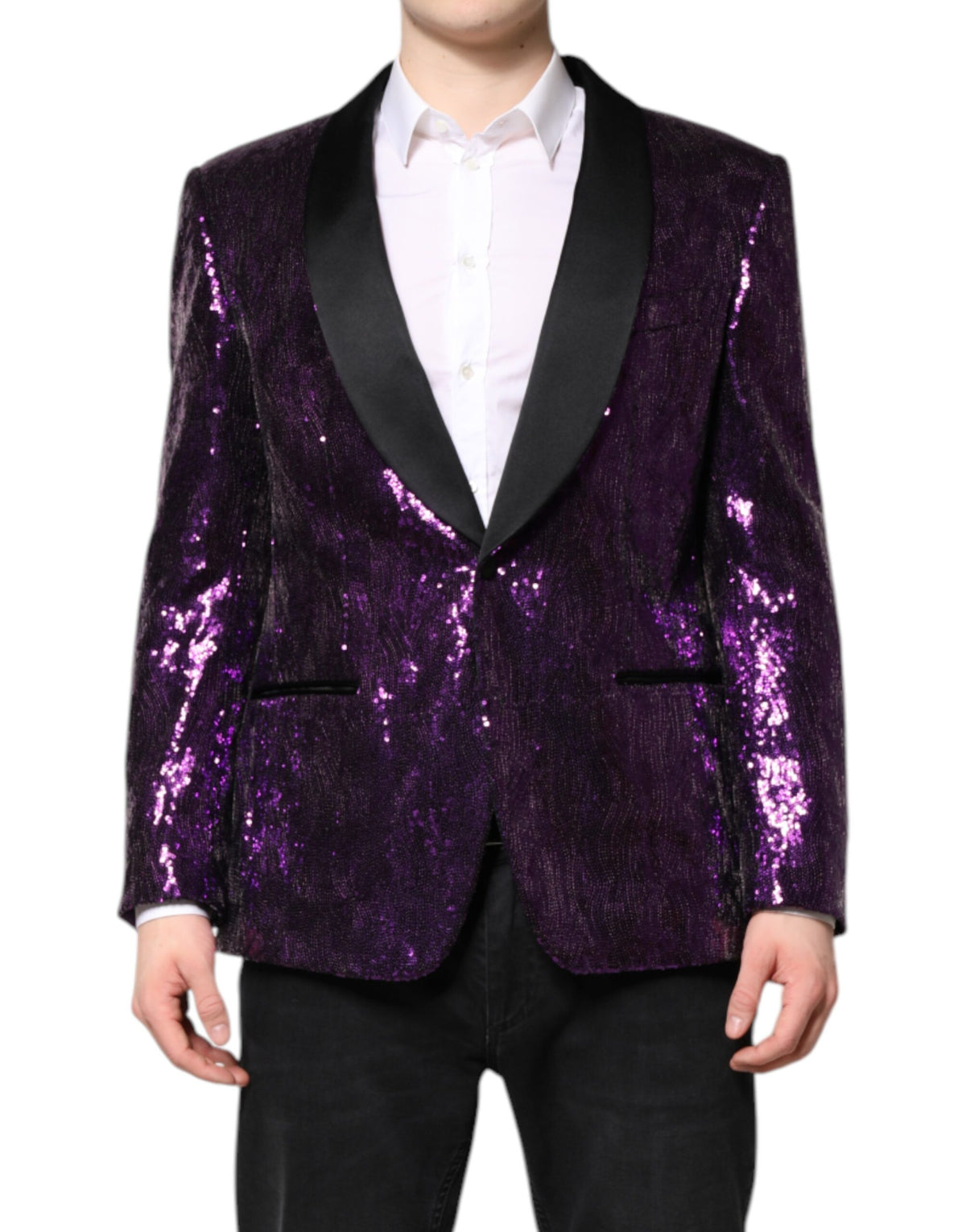 Dolce & Gabbana Purple SICILIA Sequin Embellish Coat Jacket